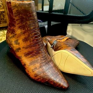 Franco Sarto Brown Leather Ankle Boots size 7-brand new-never worn!